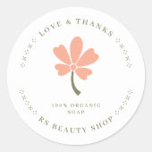 Cute Minimalist Pink Rustic Flower for Artisans ラウンドシール (正面)