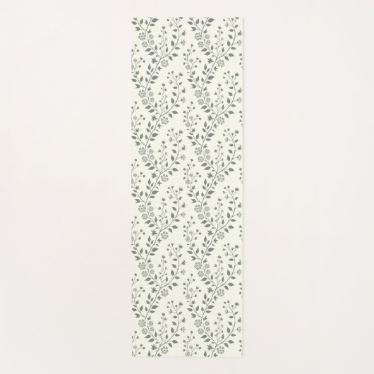 Cute Minimalist Sage Cream Floral Pattern ヨガマット (正面)