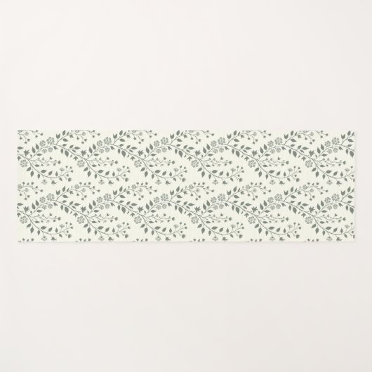 Cute Minimalist Sage Cream Floral Pattern ヨガマット (正面(横))