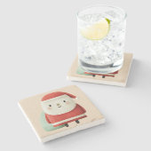 Cute Minimalist Santa Claus ストーンコースター (横)