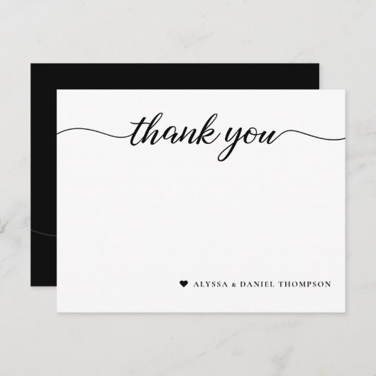 Cute minimalist thank you heart wedding couple ノートカード (正面/裏面)