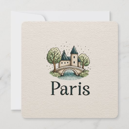 Cute Minimalistic Paris Skyline シーズンカード (正面)