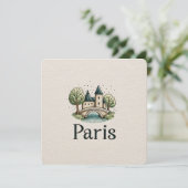 Cute Minimalistic Paris Skyline シーズンカード (スタンド正面)