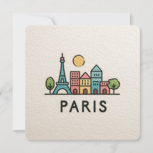 Cute Minimalistic Paris Skyline シーズンカード (正面)