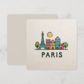 Cute Minimalistic Paris Skyline シーズンカード (正面/裏面)