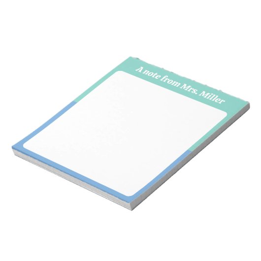 Cute Mint & Blue Simple Modern Personalized Name ノートパッド (回転)