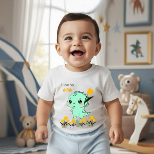 Cute Mint Dinosaur Baby Bodysuit ベビーボディスーツ