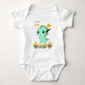 Cute Mint Dinosaur Baby Bodysuit ベビーボディスーツ (正面)
