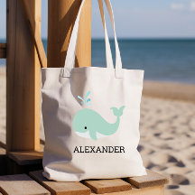 Cute Mint Green Whale Kids' Personalized