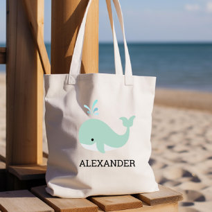 Cute Mint Green Whale Kids' Personalized トートバッグ