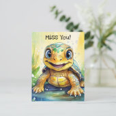 Cute "Miss You" Turtle Themed ポストカード (スタンド正面)