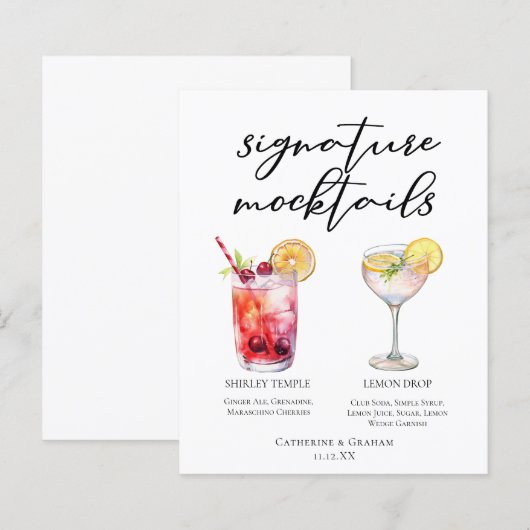 Cute Mocktails Shirley Temple Lemon Drop Menu (正面/裏面)