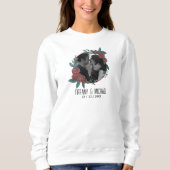 Cute Modern 1 Photo Couples Names Date Married スウェットシャツ (正面)