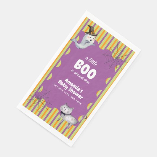 Cute Modern A Little Boo Ghost Cat Baby Shower (コーナー)