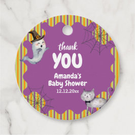 Cute Modern A Little Boo Ghost Cat Baby Shower フェイバータグ