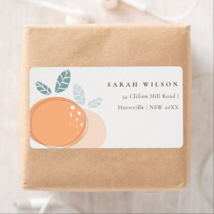 Cute Modern Abstract Orange Fruity Bold Address ラベル