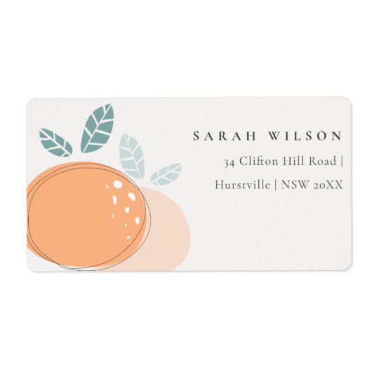 Cute Modern Abstract Orange Fruity Bold Address ラベル (正面)