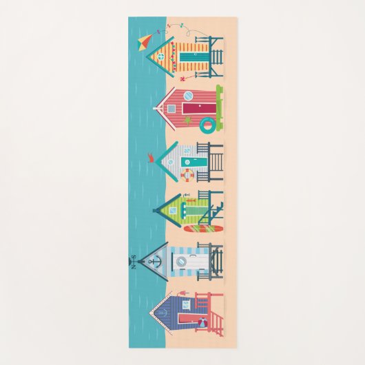 Cute Modern Beach Huts Summer Holiday Art ヨガマット (正面)