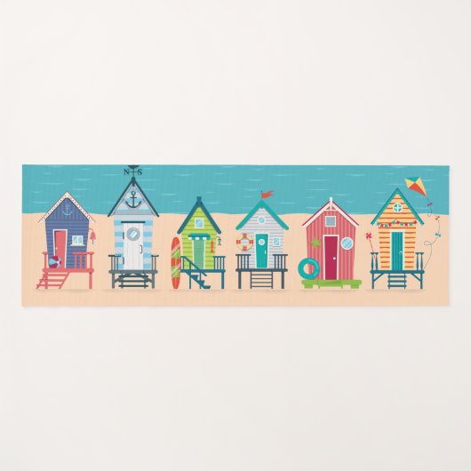 Cute Modern Beach Huts Summer Holiday Art ヨガマット (正面(横))