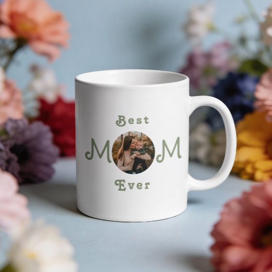 Cute Modern Best Mom Ever Custom Photo Mug コーヒーマグカップ