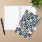 Cute Modern Blue Checkered Icons Pattern Boy's Fun ノートブック
