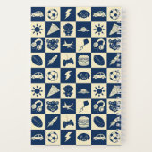 Cute Modern Blue Checkered Icons Pattern Boy's Fun ノートブック (裏面)
