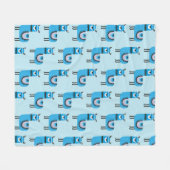 Cute Modern Blue Llama Pattern フリースブランケット (正面(横))