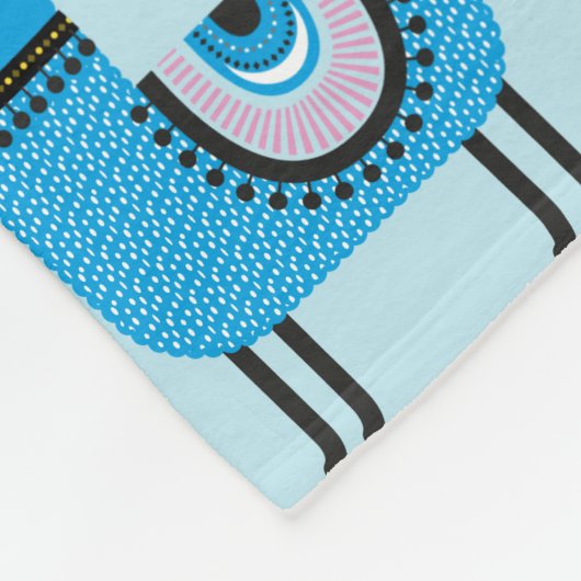 Cute Modern Blue Llama Pattern フリースブランケット (角)