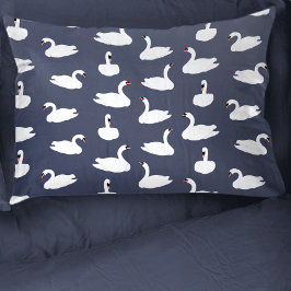 Cute Modern Blue Swan Pattern Pillowcase 枕カバー