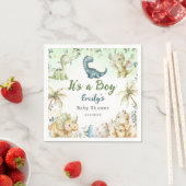Cute Modern Boho Watercolor Dinosaur Greenery Boy  スタンダードカクテルナプキン (インサイチュ)