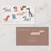 Cute Modern Cartoon Dogs | Pet Sitter Groomer 名刺 (正面/裏面)