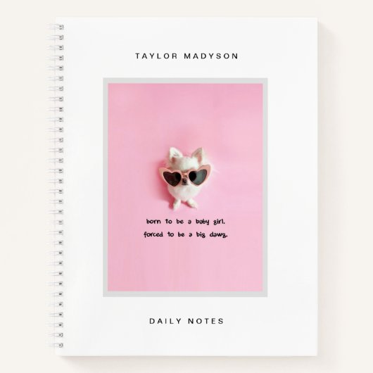 Cute Modern Custom Frame Photo Gift Monogram ノートブック (正面)