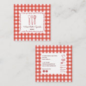 Cute Modern Farmhouse Gingham Bakery スクエア名刺 (正面/裏面)