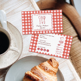 Cute Modern Farmhouse Gingham Social Icons 名刺