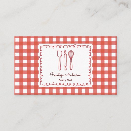 Cute Modern Farmhouse Gingham Social Icons 名刺 (正面)