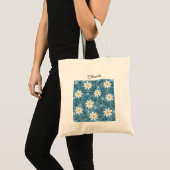 Cute Modern Feminine Personalized Floral Tote Bag トートバッグ (正面(商品))