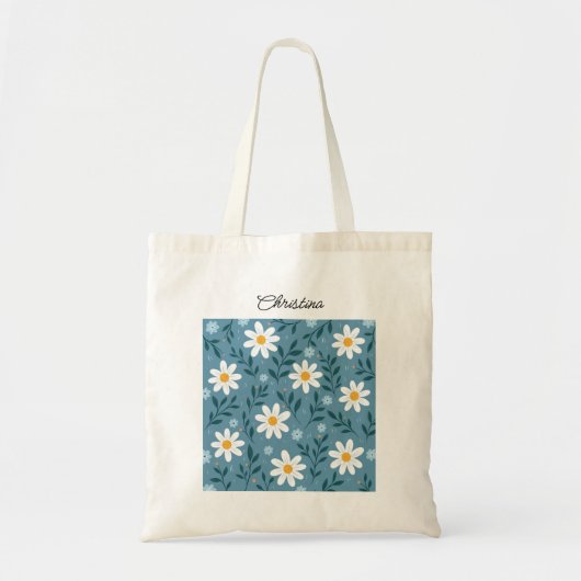 Cute Modern Feminine Personalized Floral Tote Bag トートバッグ (正面)