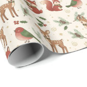 Cute Modern Forest Animal Christmas Gift Wrap Roll ラッピングペーパー (ロールコーナー)