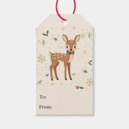 Cute Modern Forest Animal Fawn Christmas Gift Tags ギフトタグ