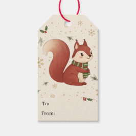 Cute Modern Forest Squirrel Christmas Gift Tags ギフトタグ