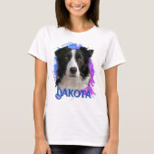 Cute Modern & Fun Blue Border Collie Dog Photo Tシャツ (正面)
