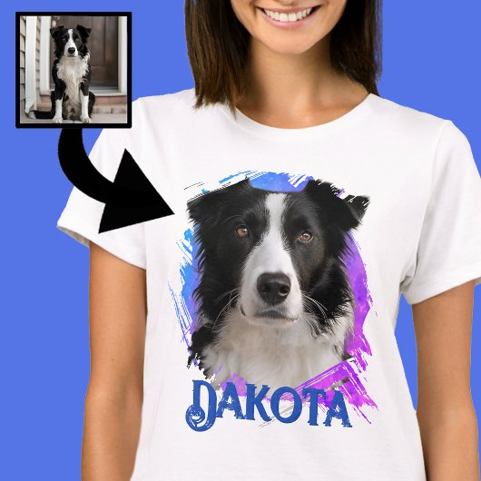Cute Modern & Fun Blue Border Collie Dog Photo Tシャツ