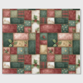 Cute Modern Gold Christmas Patchwork Pattern ラッピングペーパー (フラット)