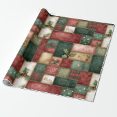 Cute Modern Gold Christmas Patchwork Pattern ラッピングペーパー (アンロールド)