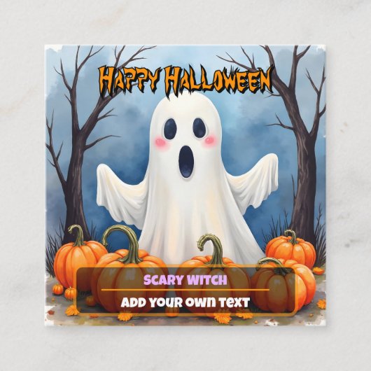 Cute Modern Halloween Spooky Collection スクエア名刺 (正面)