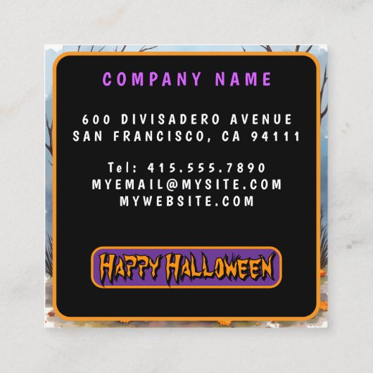 Cute Modern Halloween Spooky Collection スクエア名刺 (裏面)