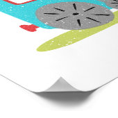 Cute & Modern Hand-Drawn Train Nursery Art ポスター (角)