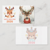 cute modern happy new year business card 名刺 (正面/裏面)