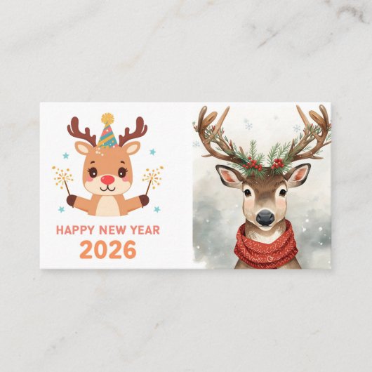 cute modern happy new year business card 名刺 (正面)