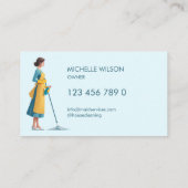 Cute Modern Maid Cleaning Housekeeping Services 名刺 (裏面)